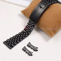 Luxurious Stainless Steel Curved End Watch Strap in Gold - 20mm (Black)