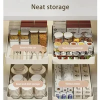 New Kitchen Storage Rack with Slide Rails Pull-out Kitchen Drawer Type Storage Tray Spice Box Storage Rack Cabinets Organizer 2