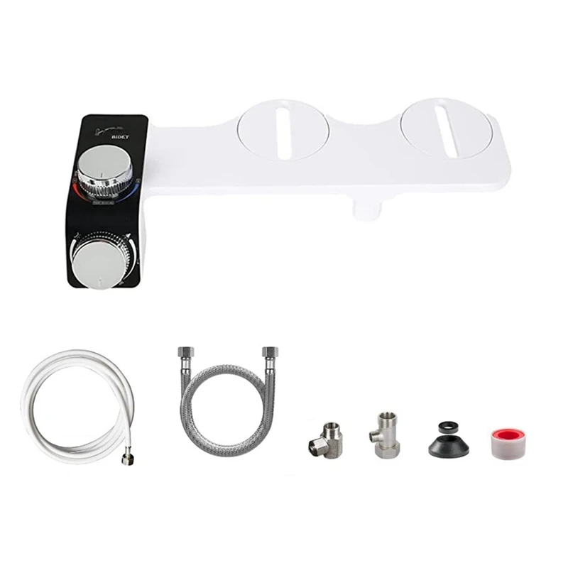 

Bidet Attachment For Toilet ,Cold & Hot Dual Nozzle Water Bidet Attachment Kit Plastic+Metal White+Black , 1-2 Asia