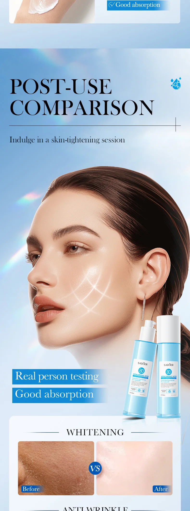 Hyaluronic Acid Anti-wrinkle Moisturizing Lotion Moisturizing Skin Deep Penetration Hydrate Nourish Water Emulsion