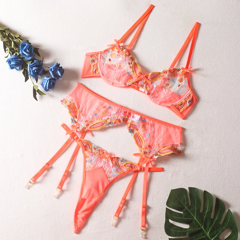 Sexy Lingerie Exotic Costumes Lace Delicate Underwear Women Sensual Lingerie Woman Porn 3-Piece Erotic Set for Women Lingerie Set,Women Underwear Set,Sexy Bra Set