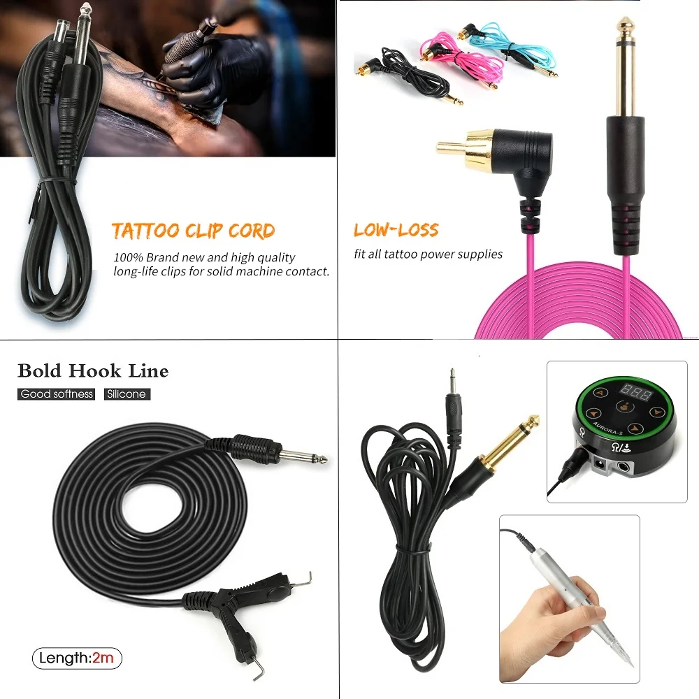 

Tattoo Machine Clip Cord RCA/DC Plug For Aurora Tattoo Power Supply Pedal Hook Line Audio Cable Permanent Makeup Pen Accessory
