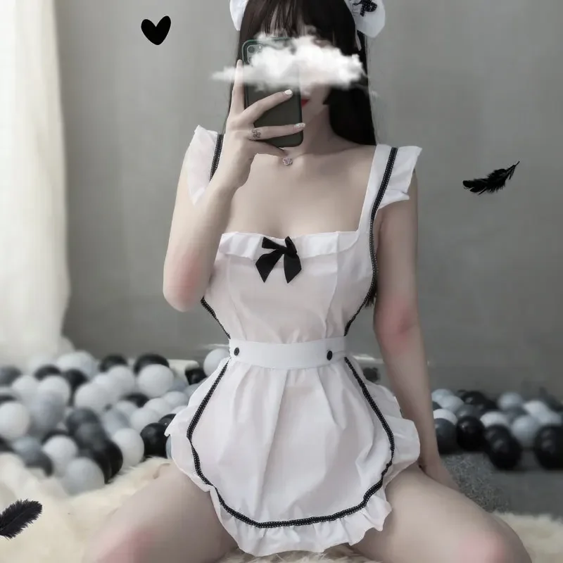 Sexy Maid Roleplay Underwear Set Tempting Domestic Servant Costume Apron Uniform Cute Naughty Maid Outfit Private Occasion Wear