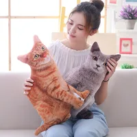 Plush Realistic 3D Cat Doll Cartoon Stuffed Simulation Cat Plushie Pillow Kawaii Soft Plush Animals Toy Cushion for Kids Girls 1