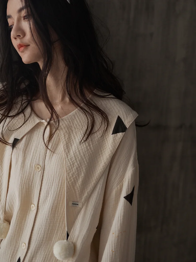 Pajamas Spring 2024 Woven Cotton Long-sleeved Suits for Women Can be Worn outside a High-quality Loungewear Set