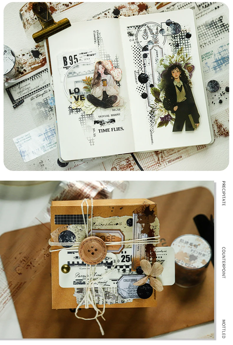 Journal GO 3,5 x 200 cm Ästhetik PET-Bänder meliert und verschwommen DIY Scrapbooking Dekor Fotoalbum Collage Junk Journal Materialien – Detail 10