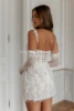 Qunque Chic Tulle Wedding Dress Spaghetti Straps Short Vestidos De Novia Lace Appliques 3D Flowers Robe De Mariée Customized 2