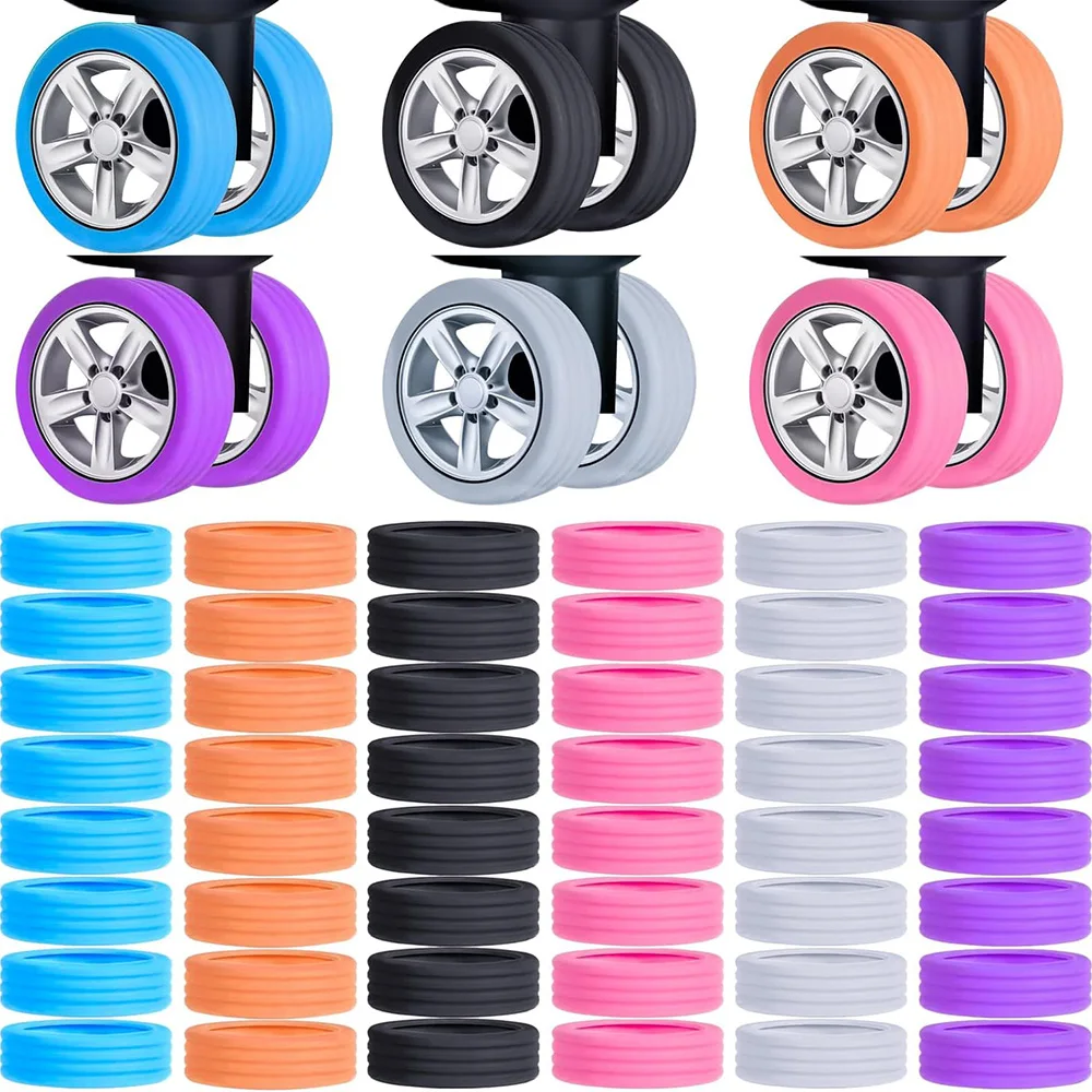Lot De 8 Housses De Roulettes De Valise En Silicone - Protection Noire, Réduit Le Bruit, Moderne
