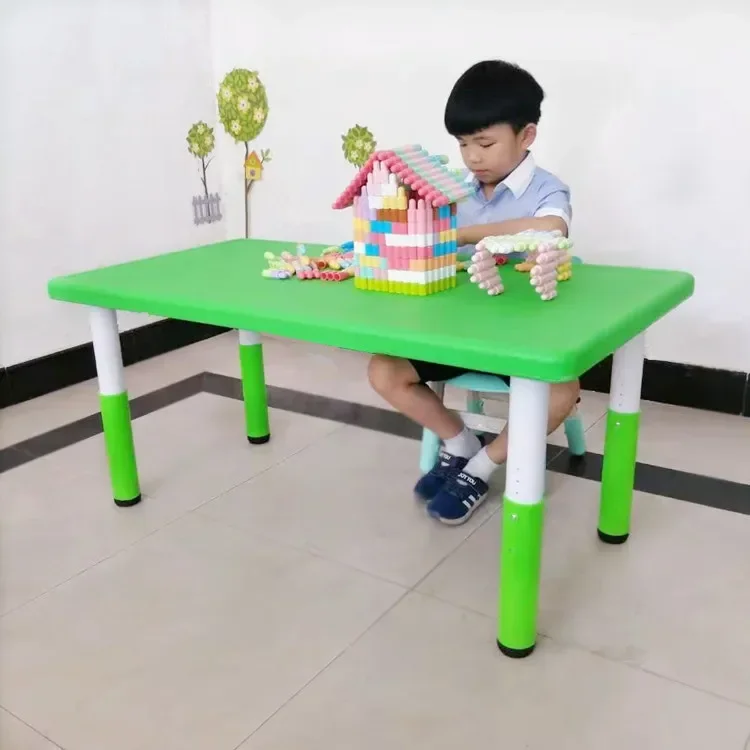 Kindergarten Table Children's Plastic Six People Long Table Children's Study Desk Adjus desk student table