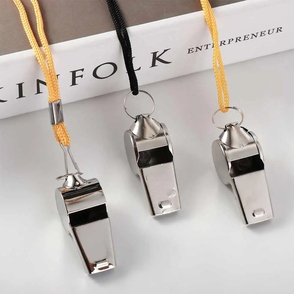 Loud Metal Whistle Soccer Rope Professional Referee Sport Whistle Smooth Wear Resistant Stainless Steel Whistles Rugby sport whistle metal whistle