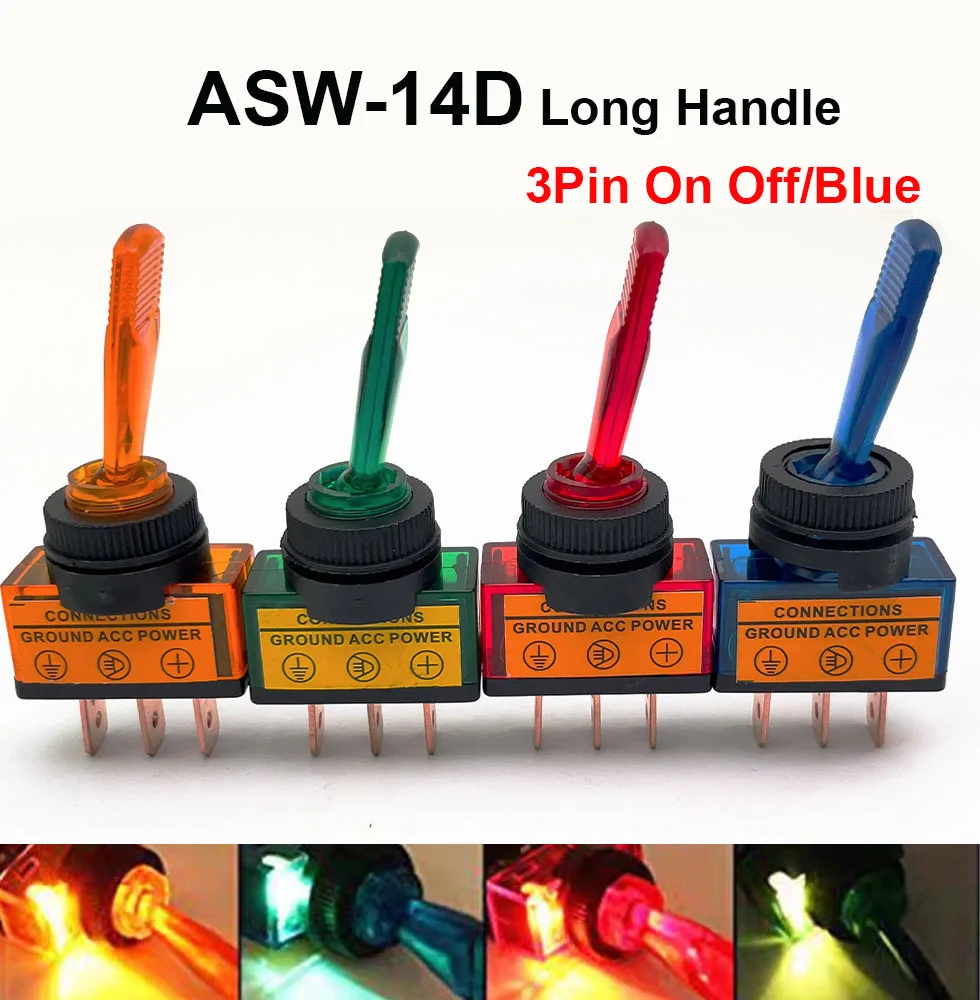 Switch Rocker On Off 21mm 12v Dc 20a + Terminales Y Cables