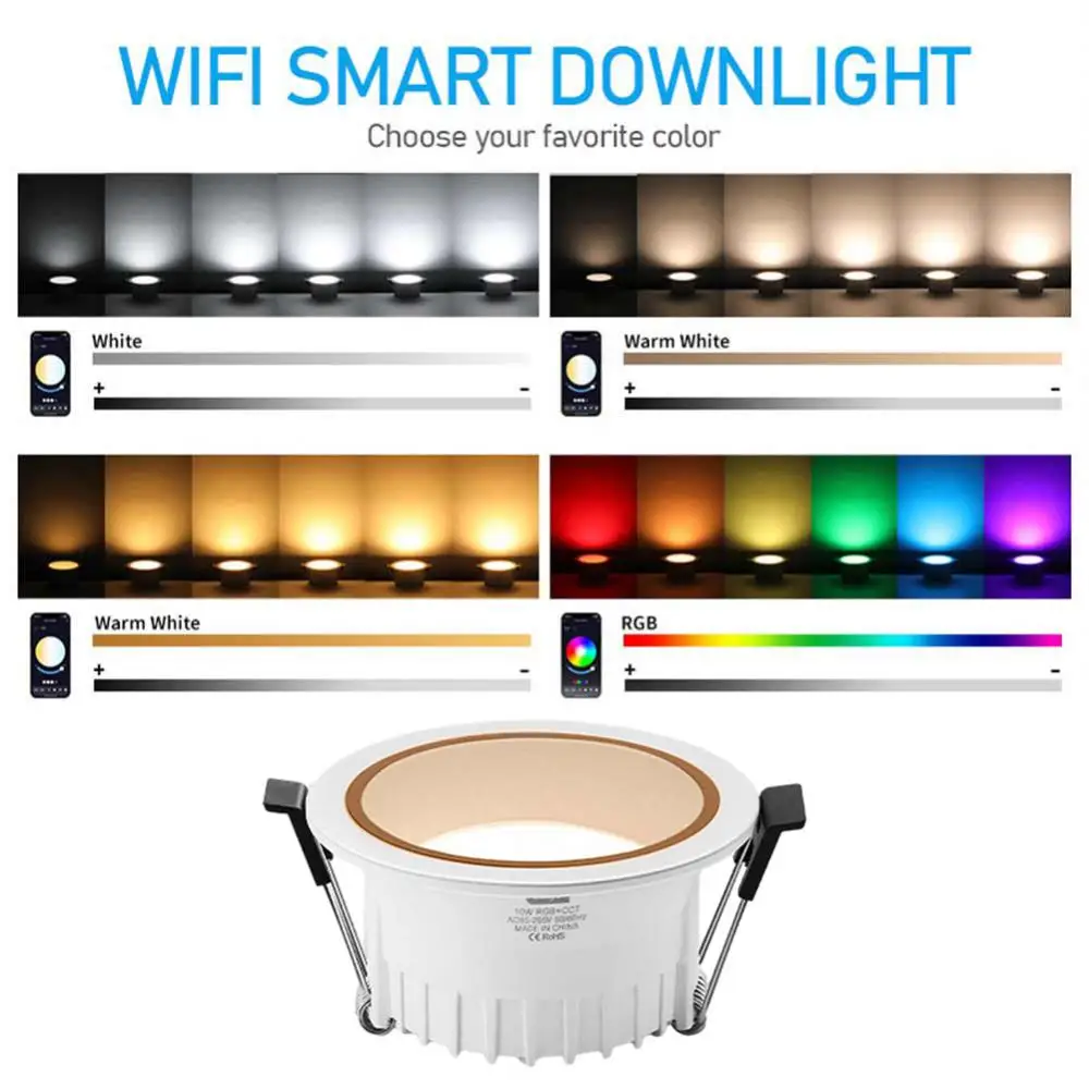 스마트 LED 다운라이트, 알렉사 홈 스마트 천장 조명, 음성 제어 LED 다운라이트, 4 인치, 110V, 220V