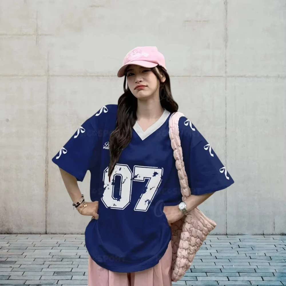 New Women's Printed V-Neck Short-Sleeved Summer