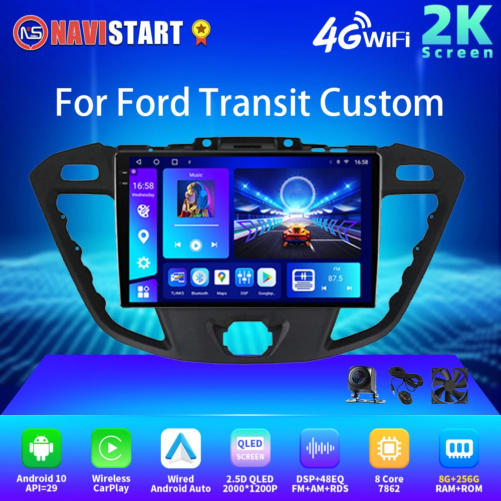 

NAVISTART 2K 2000*1200 Car Radio Multimedia Navigation 4G WIFI GPS For Ford Transit Custom 2013-2018 Android Auto Carplay No DVD