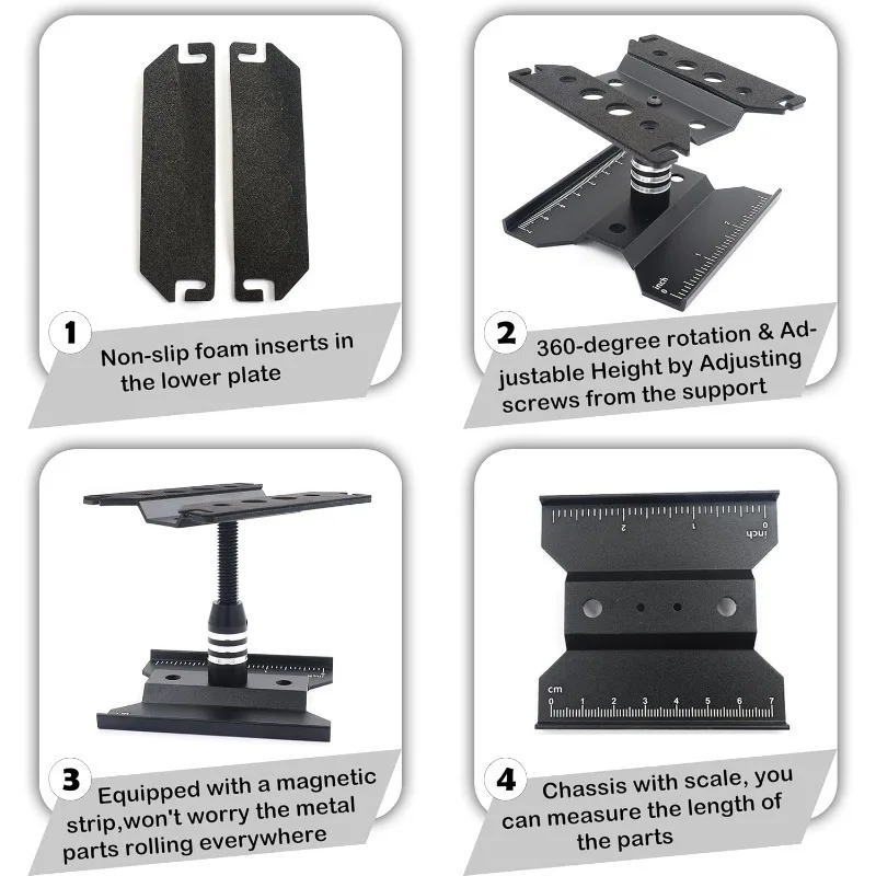 RC Car Workbench Maintenance Tool 360 ° Rotating Frame Suitable for 1/24 1/18 TRX4M SCX24 Fcx24 Scale Repair Display Stand