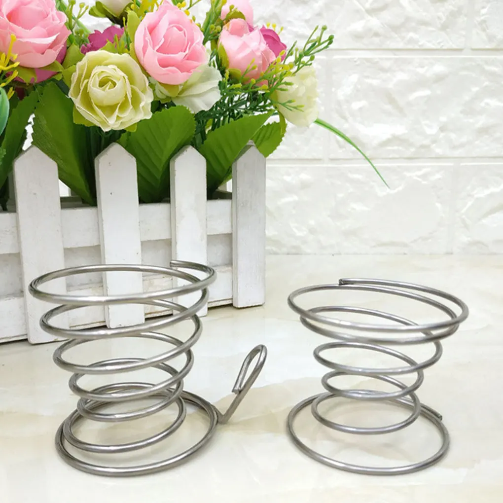 Metal Egg Cups Stainless Steel Silver Spiral Eggs Holder Waterproof Kitchen Spring Utensil Tool Non-stick Bracket