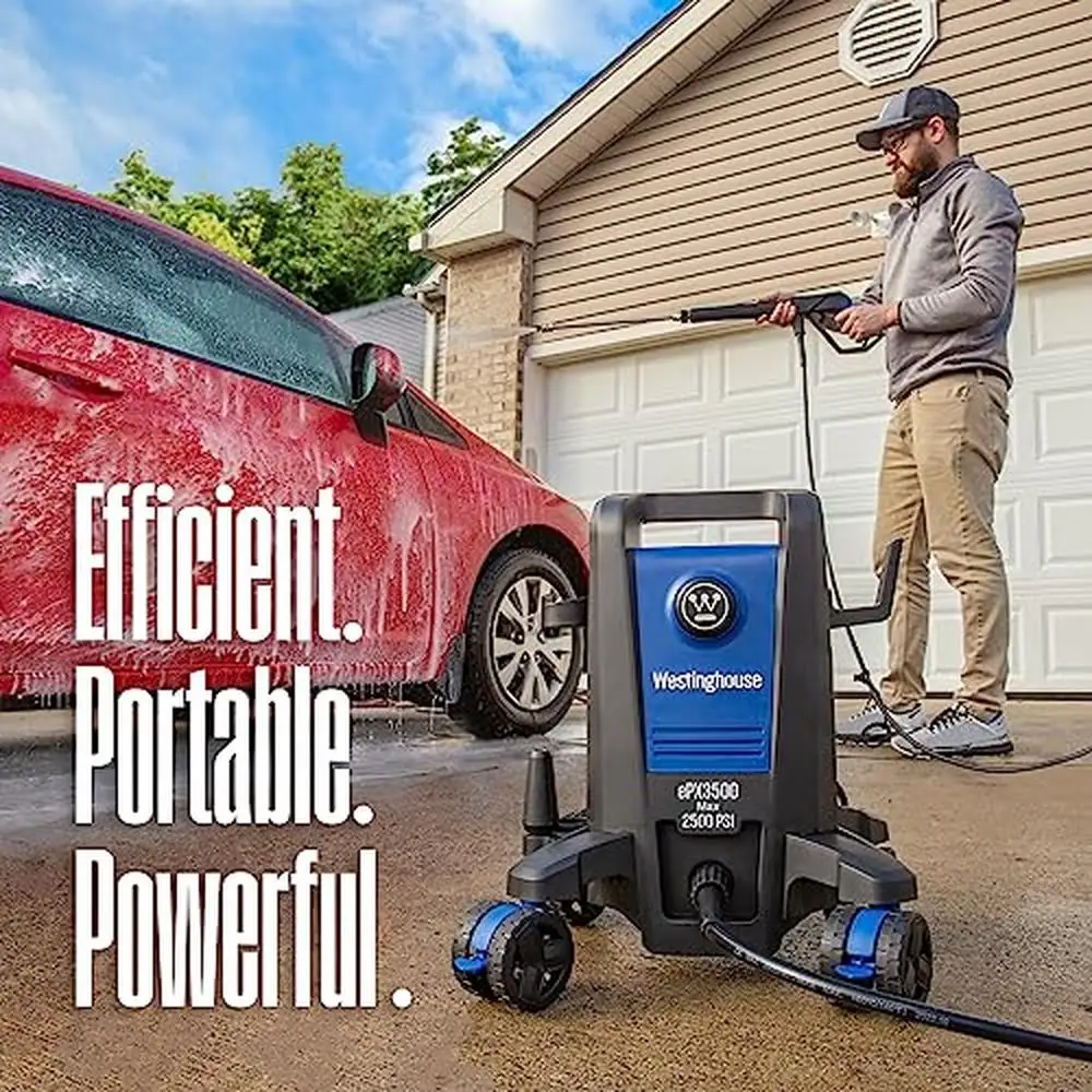 Electric Pressure Washer 2500 PSI 1.76 GPM Anti-Tipping Technology Soap Tank Pro-Style Wand 360&deg; Steering Design Lightweight high pressure washer