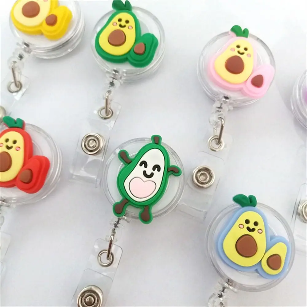 New Cute Silicone Fruits Avocado Retrattile Pull Badge Reel Id Cordino Nome Tag Card Badge Holder Reels