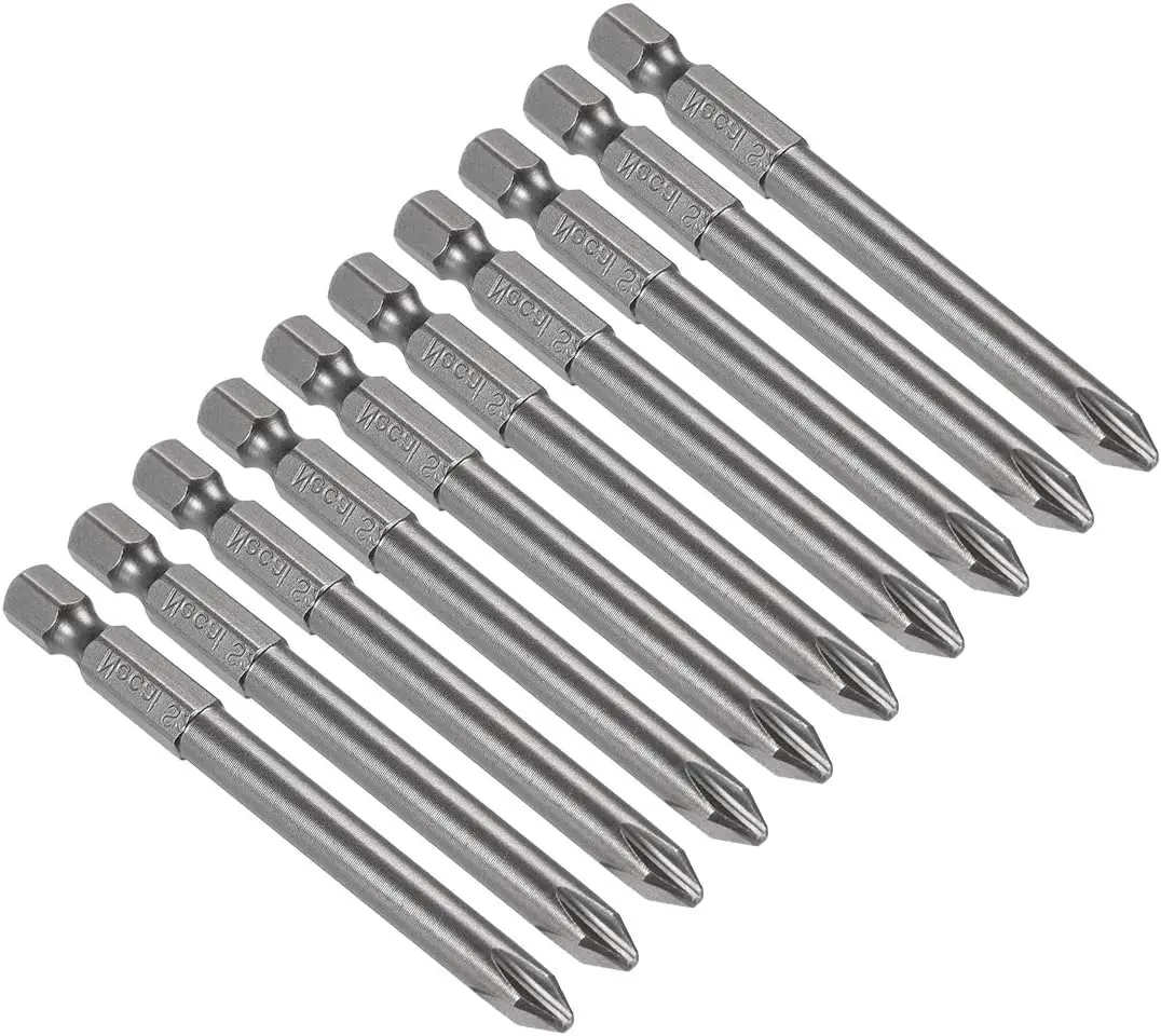 

10 Pcs 5mm PH1 Magnetic Phillips Screwdriver Bits, 1/4 Inch Hex Shank 3-inch Length S2 Power Tool
