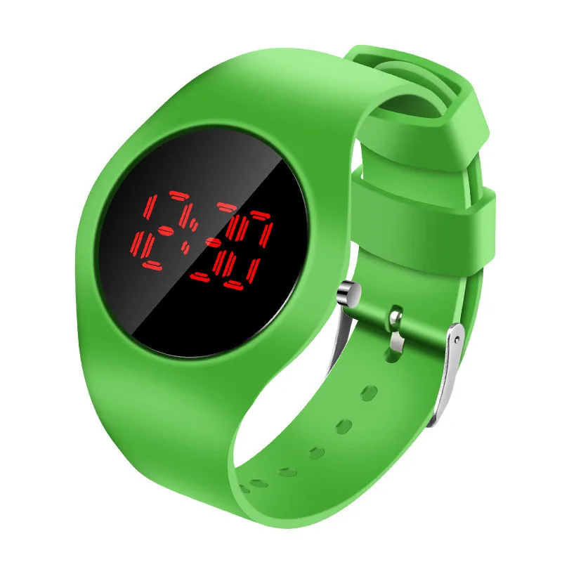 2021 New Round Touch Bracelet Watch Student Led Electronic Watch Fashion Children's Silicone Swimming Waterproof Watch Kids Gift 