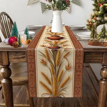 .Earthenware Pot Wheat Table Runner 2
