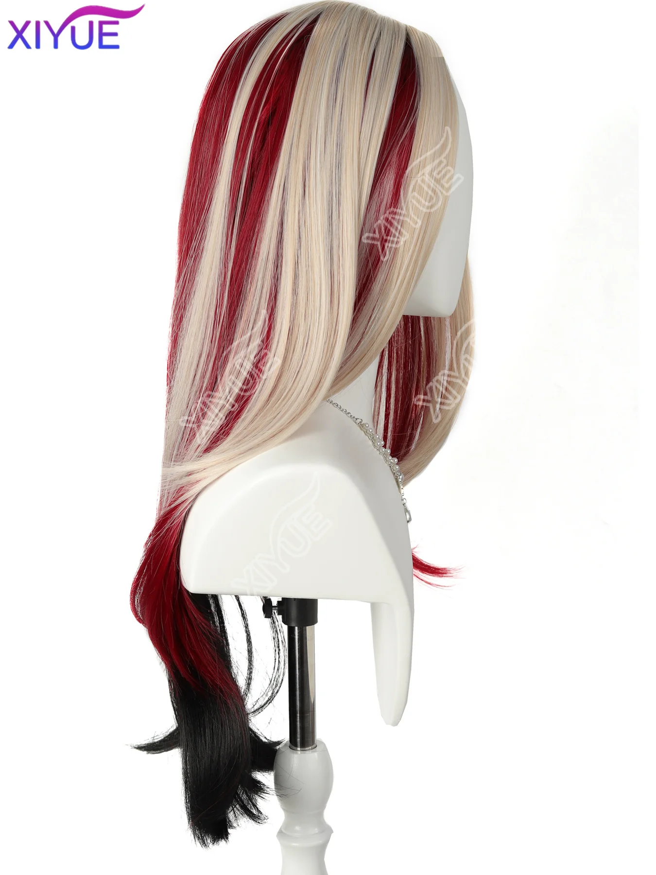 XIYUE Synthetic for Women Long straight hair Natural Black red Brown grey Wig with Heat Resistant Fashion Natural Daily Party