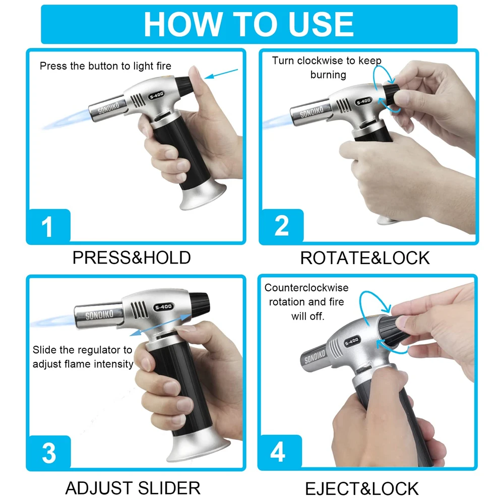 kitchen Windproof Gas Lighter BBQ Spray Gun Torch Turbo Butane Cigar Cigarette Lighter Metal Jet Camping Survival Tool Outdoor