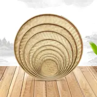 New Arrival Fruit Bread Basket Fruit Bread Basket Weaving Bamboo Sieve DIY Decorative Storage Trays Raft Round Dustpan 1