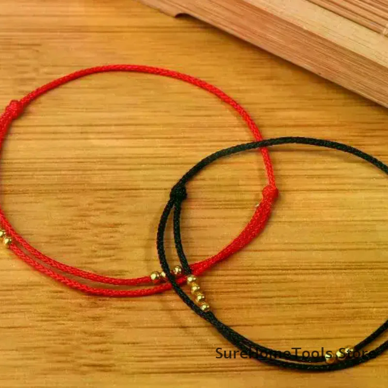 Handmade Red Rope Bead Bracelet Adjustable Lucky Transfer Beads Simple Style Friendship Jewelry Gift Women Men