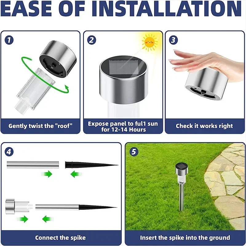 Description Picture 5 of item2024New Solar Outdoor Lights Garden Lamp Solar Powered Waterproof Landscape Path Outdoor for Yard Backyard Lawn Patio Decorative