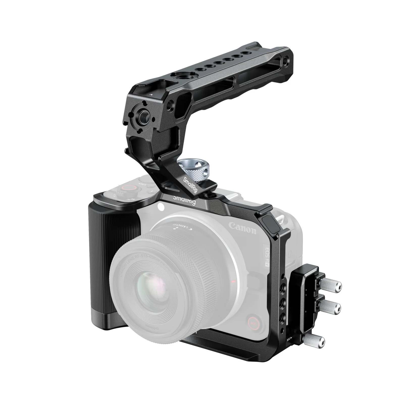 R50 V Cage Kit for Canon EOS R50 V Black with Silicone Handle Cable Clamp Built-