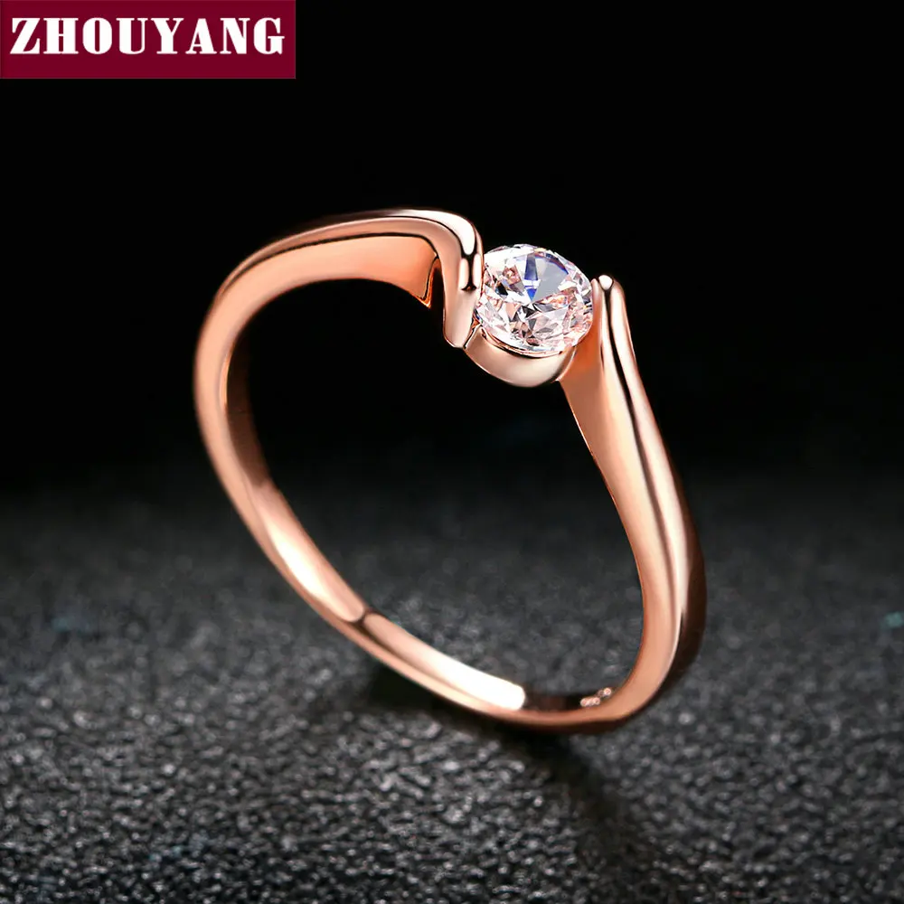 Wedding Rings Gold Color Ring For Women Concise Cubic Zirconia