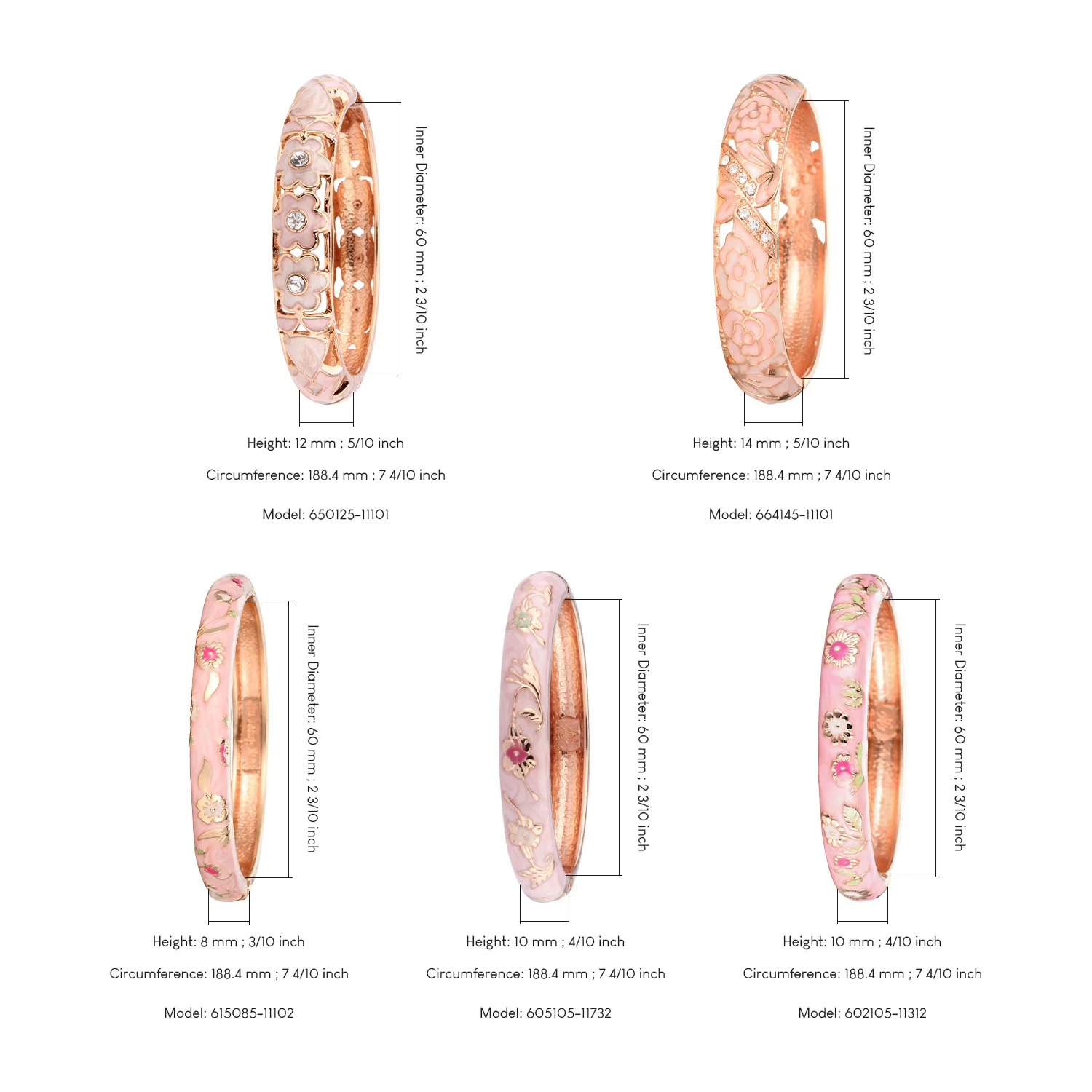 Hollow Bracelets For Women Enamel Bangles Cloisonne Women's Bracelet Pink Bangle On Hand Alloy Jewelry India African Hawaiian - Image 2
