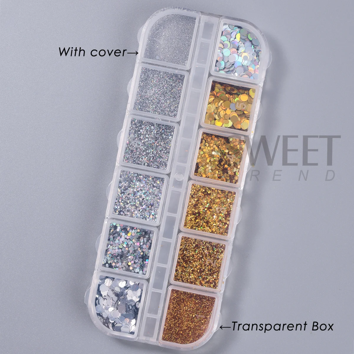 12 Grids Gold Silver Round Nail Glitter Sequins Mirror Circular Slices Spangles Sparkly Powder Gorgeous New Year Manicure Decor