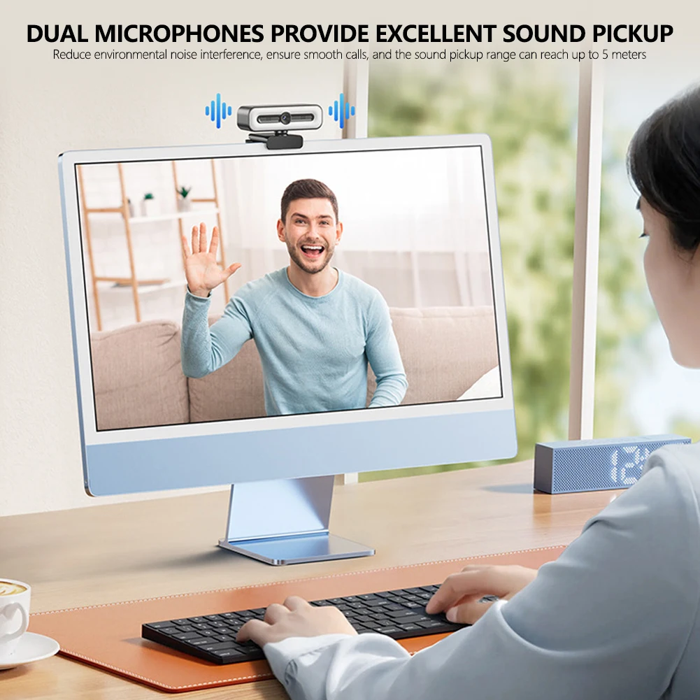 Webcam 4K con luce per PC/laptop 1080P 2K HD Streaming Camera Webcam per videoconferenze desktop per lezioni online - immagine 2