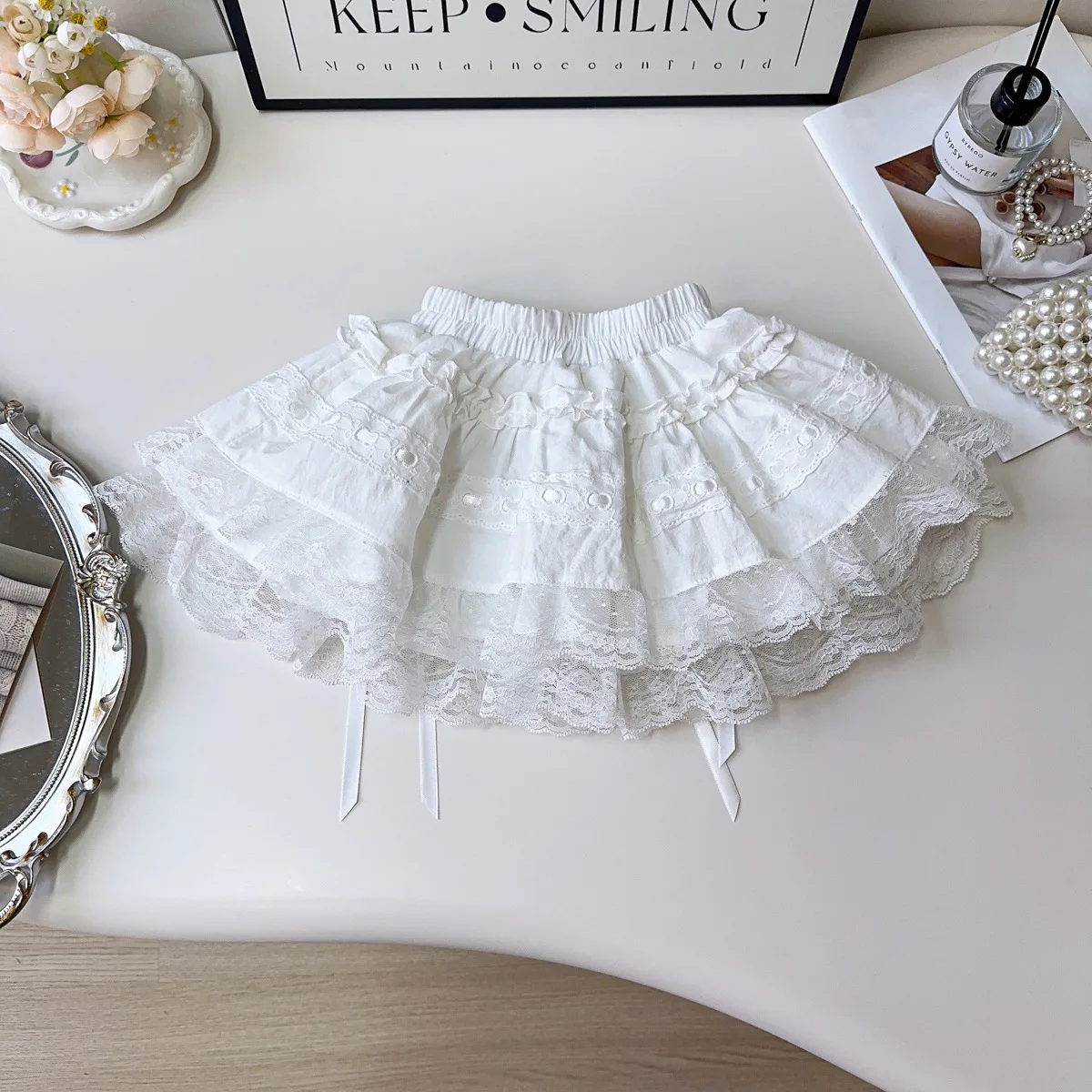 Girls' Ballet Lace Cake Skirt Spring and Autumn New Fluffy Bow Princess Skirt Fashion Casual Baby Girl
