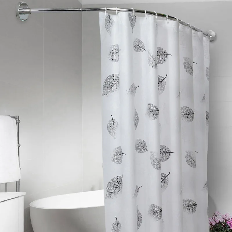 Barra de cortina de ducha expansible, barra de cortina de ducha en forma de  L, barra de cortina de ducha extensible curvada de acero inoxidable para