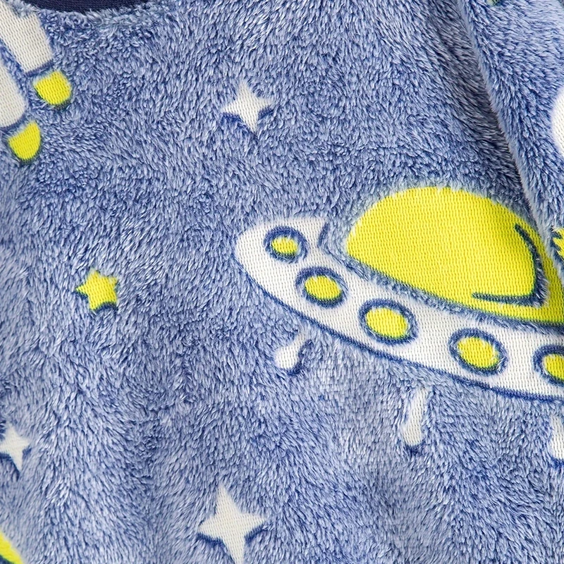 2 pieces/set boys winter plush night fluorescent warm pajamas - Uniqwear