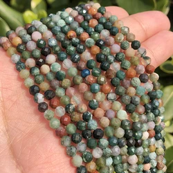 Natural Blue Sapphire Round Faceted Gemstone Beads for DIY Jewelry Crafting - 15 - Inch Strand, Tiny Spacer Beads (Indian Agates)