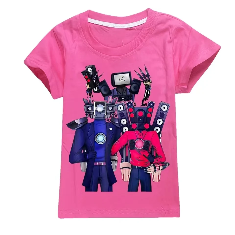 New Baby Boys Summer Skibidi Toilet Kids Cartoon Tees Game Speakerman Titan TV Man Print T Shirt Children Cotton Clothes Top 3