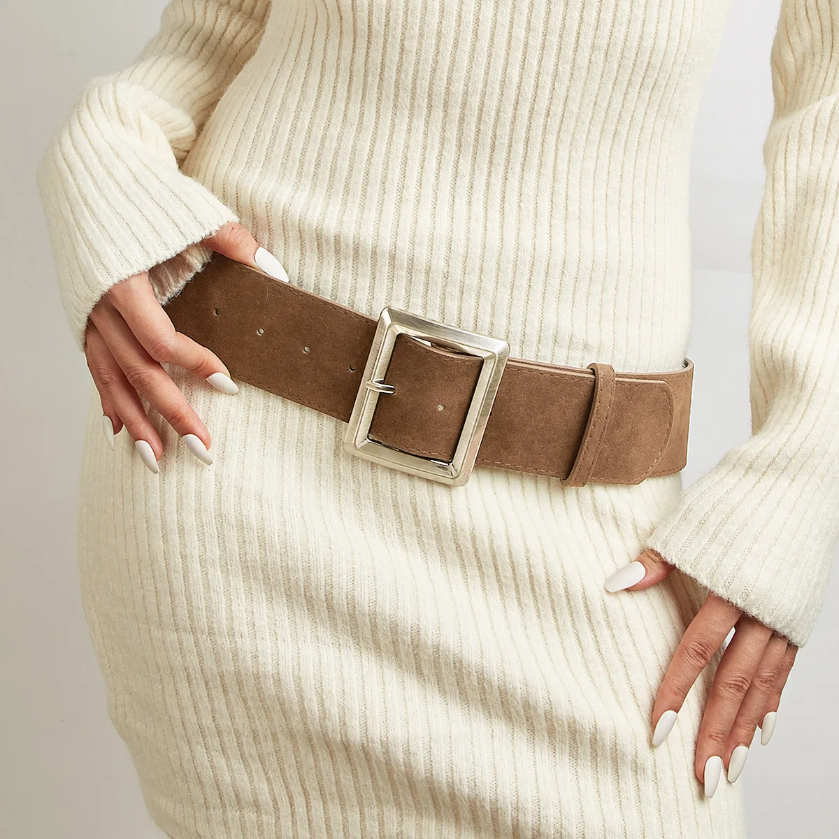 Retro American Suede Belt Premium Simple with Versatile Belt Suede Vintage Waist Seal Women
