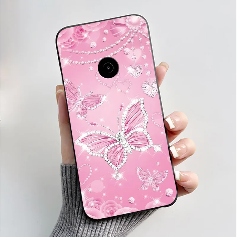 Cute Flower Cartoon Soft Silicone Phone Case – Black Printed Shell Cover
