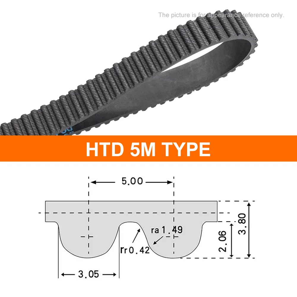 HTD 5M High-Quality Rubber Timing Belt Perimeter 175/180/185/200 - 265/270/275/280/295/300mm Width 10/15/20/25/30/40mm