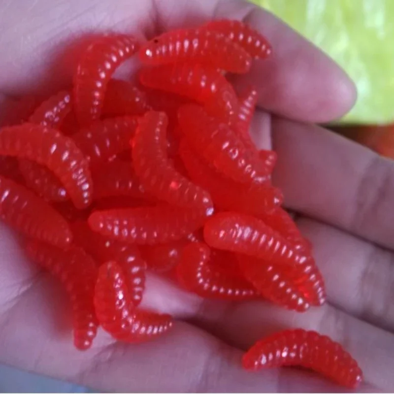 Fishing Lure 50pcs 100pcs 2cm 0.2G Maggot Grub Soft Hooks Smell Woems Glow Shrimps Bait