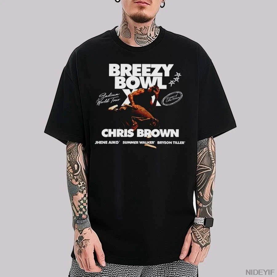 Chris Brown Breezy Bowl XX Tour 2025 T shirt for Men Women Hiphop