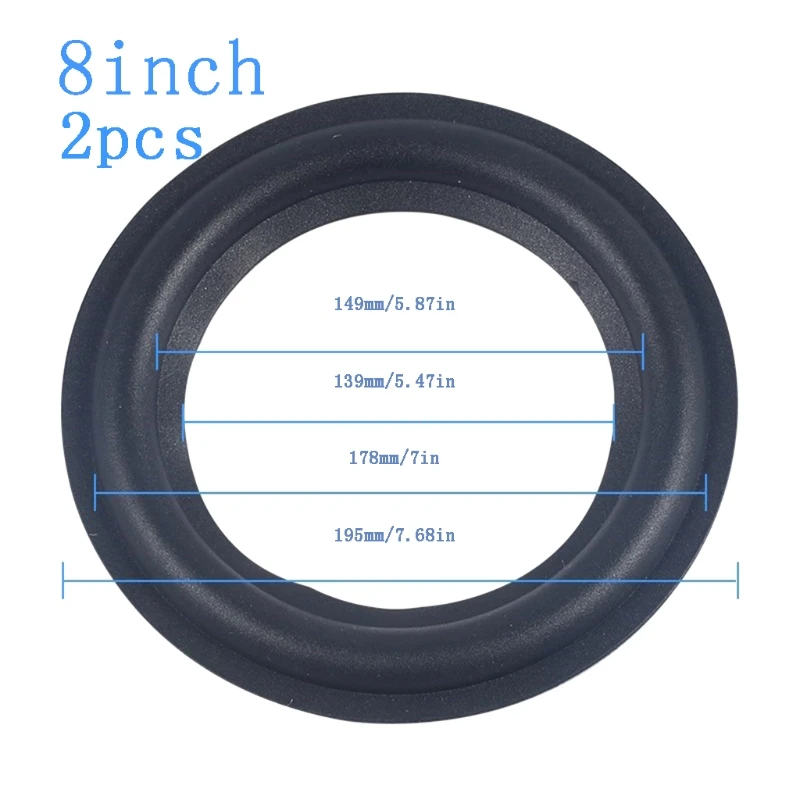 Speaker Surround Repair Kit 2Pcs/set Rubber Edge Ring Speaker Repair Parts 4/5 /6.5/8/10 inches