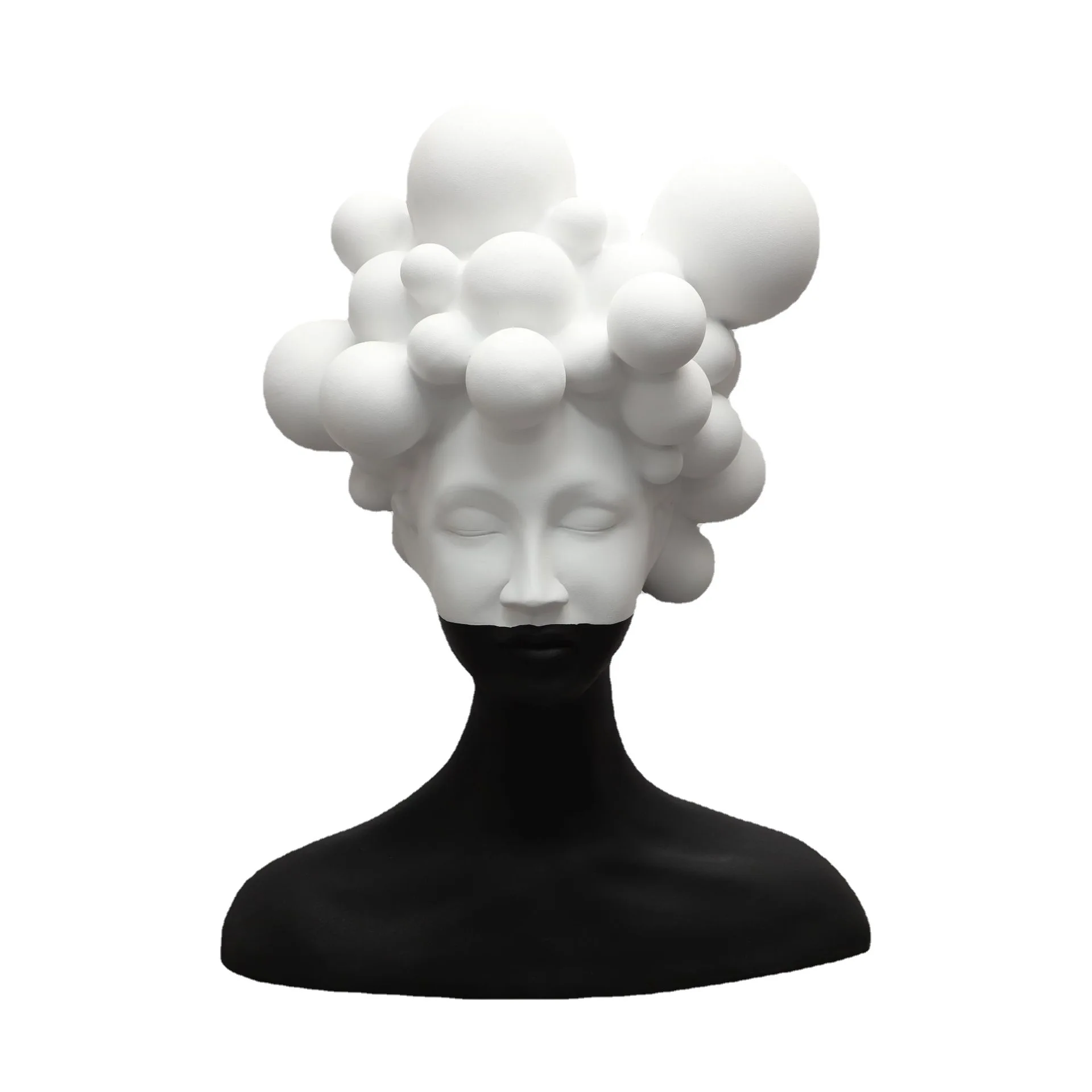 

Modern simple art figure sculpture resin decoration model room creative black and white girl soft decorations in the living room