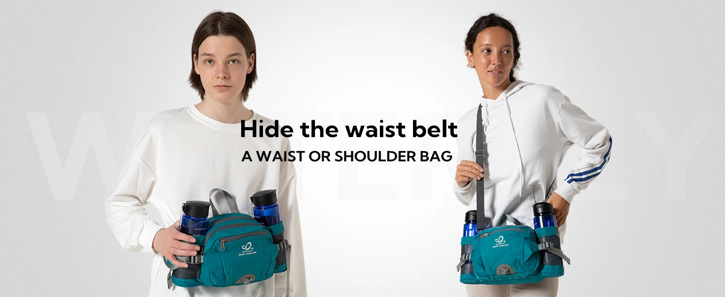 WATERFLY Gürteltasche, Hüfttasche, Tasche, Wasserflaschenhalter, Lendenwirbelgürtel, Wandern, Wandern, Joggen, Camping, groß, für Damen und Herren – Detail 9