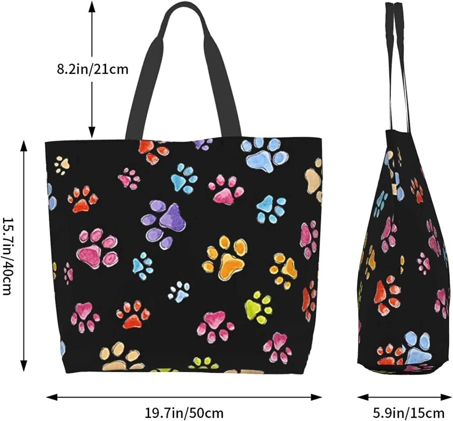 Dog Paw Shoulder Bag Women Reusable Waterproof Tote Bag Beach Eco Shopping Storage Folding Bags Handbag