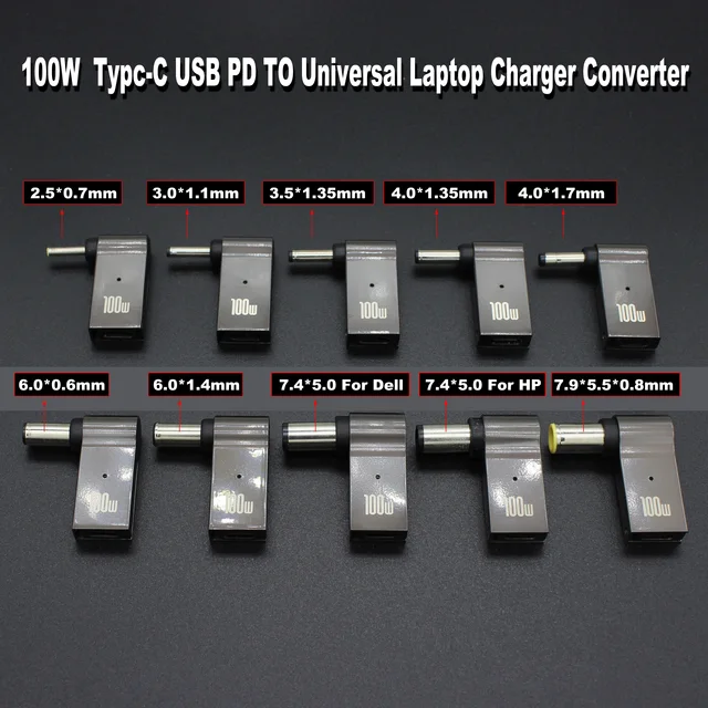 100 Вт USB Type C к разъему питания постоянного тока USB C к универсальному адаптеру питания для ноутбука Конвертер для ноутбука Asus Dell Lenovo 2